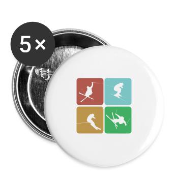 Skiing Ski Motif for Skier Skier - Buttons large 2.2''/56 mm (5-pack) - white - Front