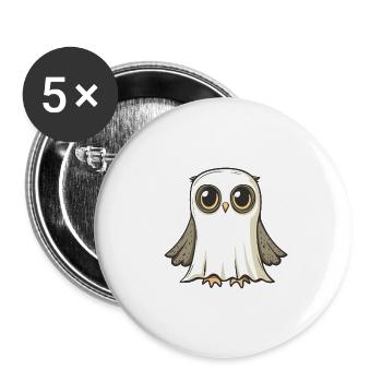 Hibou Halloween Drôle Fantôme - Lot de 5 grands badges (56 mm) - blanc - Devant