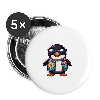 Penguin Comic Vacation - Buttons large 2.2''/56 mm (5-pack) - white - Front