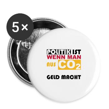 CO2, t-shirt, Klimawandel, Greta, Regierung, anti - Buttons groß 56 mm (5er Pack) - Weiß - Vorne