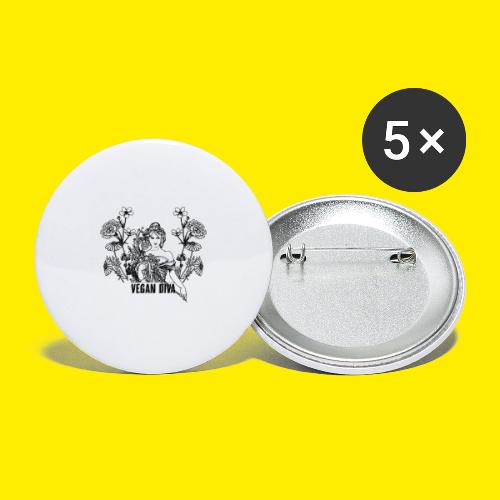 Vegan Diva - dame med blomster - Buttons/Badges stor, 56 mm (5-pack)