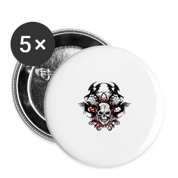 skull tribal dragon skull - Buttons large 2.2''/56 mm (5-pack) - white - Front