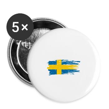 Schweden Skandinavien Schwedisch Schwede - Buttons groß 56 mm (5er Pack) - Weiß - Vorne