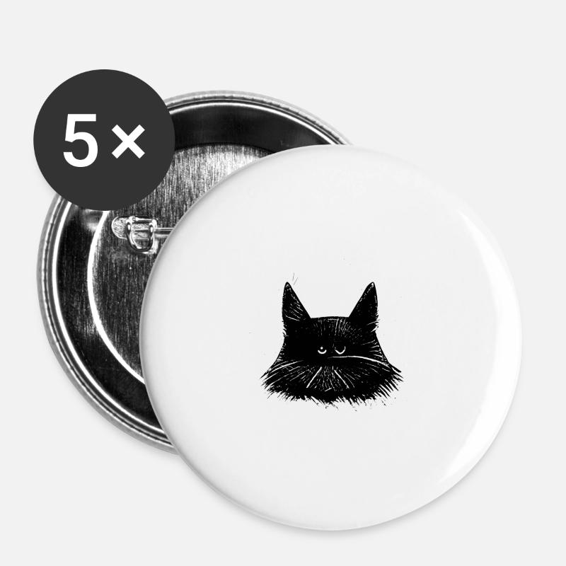 Cats Head - Buttons large 2.2''/56 mm (5-pack) - white