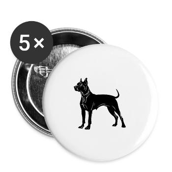 Pit Terrier Hund Symbol - Buttons groß 56 mm (5er Pack) - Weiß - Vorne