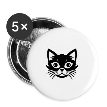 Cat Head - Buttons large 2.2''/56 mm (5-pack) - white - Front