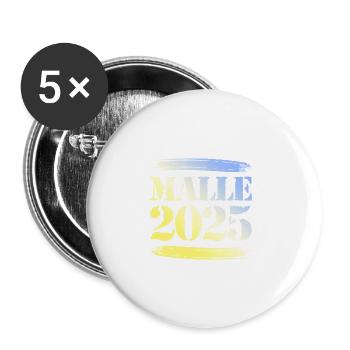 Malle 2025 - Buttons groß 56 mm (5er Pack) - Weiß - Vorne