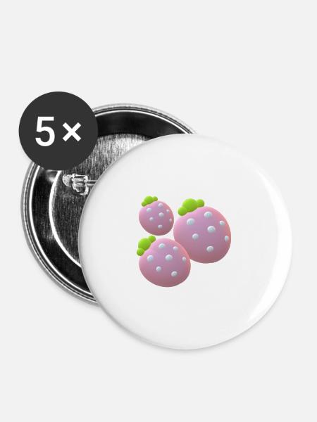 Erdbeeren... - Buttons groß 56 mm (5er Pack) - Weiß