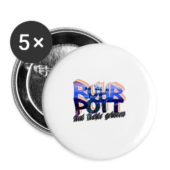 Ruhrpott - Auf Kohle geboren - Buttons groß 56 mm (5er Pack) - Weiß - Vorne