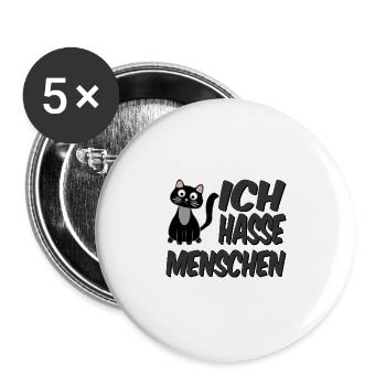 Ich hasse Menschen. - Buttons groß 56 mm (5er Pack) - Weiß - Vorne