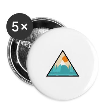 Montagnes Nature Randonnée coucher de soleil triangulaire - Lot de 5 grands badges (56 mm) - blanc - Devant