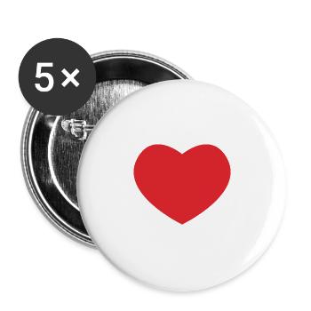 heart - Buttons large 2.2''/56 mm (5-pack) - white - Front