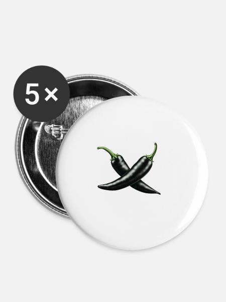 Chili - Buttons groß 56 mm (5er Pack) - Weiß