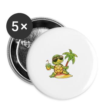 Turtle Summer Beach Comic - Buttons large 2.2''/56 mm (5-pack) - white - Front