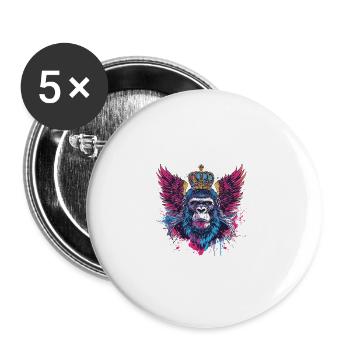 Gorilla Coat of Arms Portrait Colorful - Buttons large 2.2''/56 mm (5-pack) - white - Front