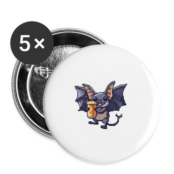 Fledermaus Bier Pixel - Buttons groß 56 mm (5er Pack) - Weiß - Vorne