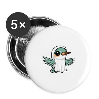 Colibri Oiseau Halloween Drôle Fantôme - Lot de 5 grands badges (56 mm) - blanc - Devant