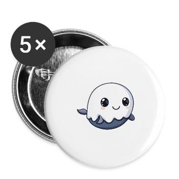 baleine Halloween drôle fantôme - Lot de 5 grands badges (56 mm) - blanc - Devant