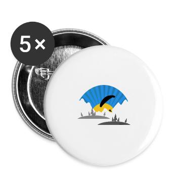 Gleitschirm Pilot Paragliding Leidenschaft - Buttons groß 56 mm (5er Pack) - Weiß - Vorne