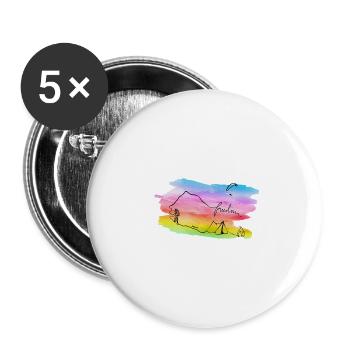 Parapente parapente pilote montagnes été ciel - Lot de 5 grands badges (56 mm) - blanc - Devant