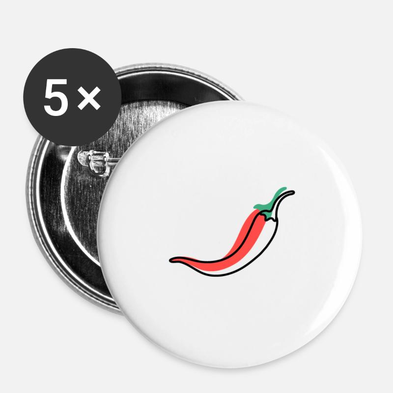 Chilischote Schote - Buttons groß 56 mm (5er Pack) - Weiß