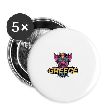 Greece 2024 Party Pig - Buttons large 2.2''/56 mm (5-pack) - white - Front