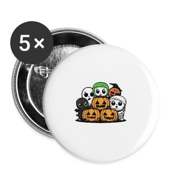 Fête d’Halloween Trick Or Treat Kawaii - Lot de 5 grands badges (56 mm) - blanc - Devant