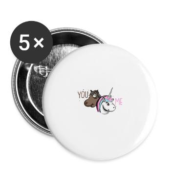 Doux licorne chevaux paillettes fille bébé cadeau - Lot de 5 grands badges (56 mm) - blanc - Devant