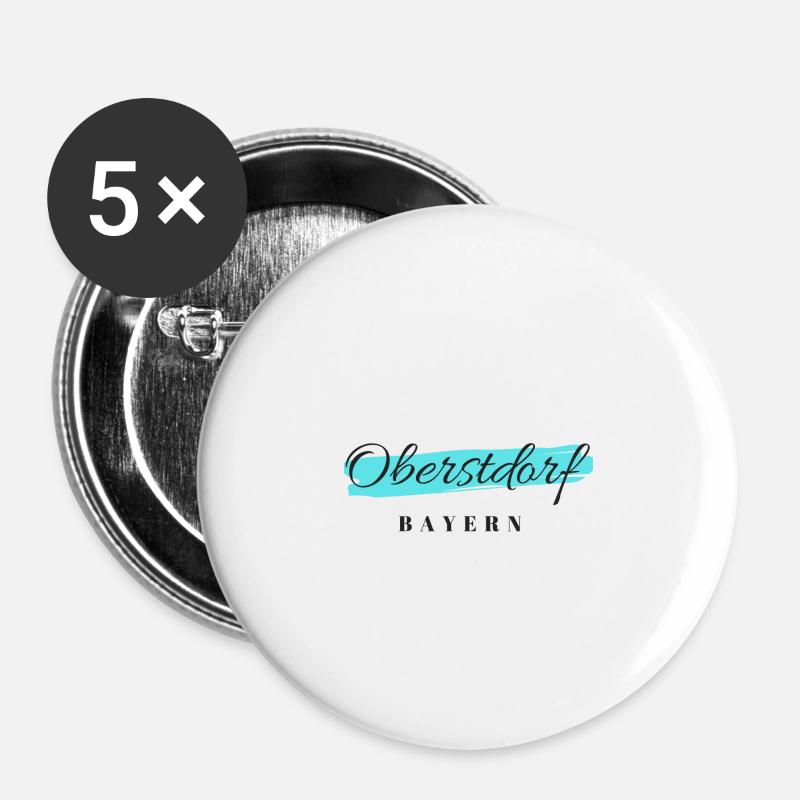 Oberstorf Bayern - Buttons groß 56 mm (5er Pack) - Weiß