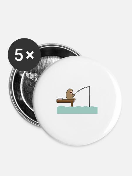 Angeln - Buttons groß 56 mm (5er Pack) - Weiß