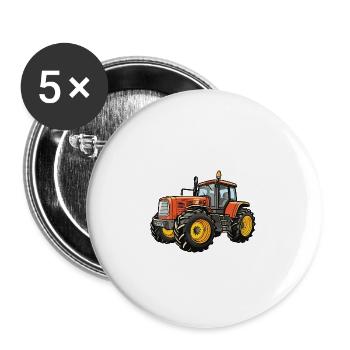 Traktor Farmer Symbol - Buttons groß 56 mm (5er Pack) - Weiß - Vorne