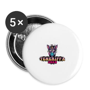 Tenerife 2024 Âne de fête - Lot de 5 grands badges (56 mm) - blanc - Devant