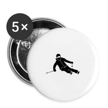 Winter - Skier Carving - Buttons large 2.2''/56 mm (5-pack) - white - Front