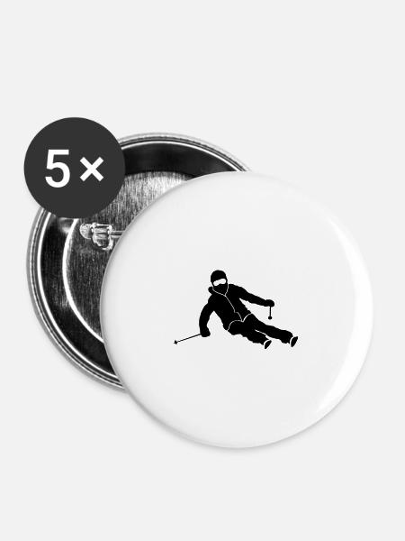 Winter - Skier Carving - Buttons large 2.2''/56 mm (5-pack) - white