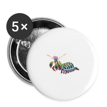 Rainbow Peacock Mantis Shrimp Colorful Shrimp Gift - Lot de 5 grands badges (56 mm) - blanc - Devant