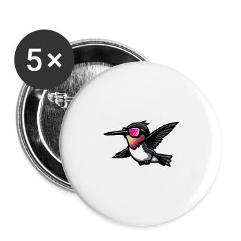 Hummingbird Bird Comic Cool - Buttons large 2.2''/56 mm (5-pack) - white - Front