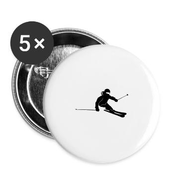 Winter - Skier Carving - Buttons large 2.2''/56 mm (5-pack) - white - Front