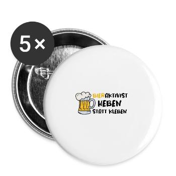 Bieraktivist Heben statt Kleben - Buttons groß 56 mm (5er Pack) - Weiß - Vorne