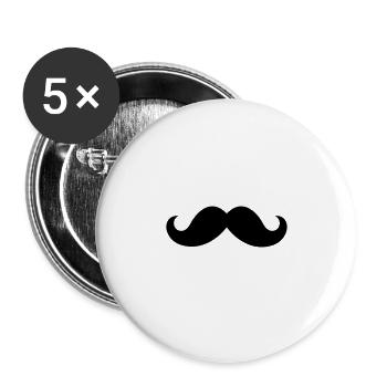 Moustache - Lot de 5 grands badges (56 mm) - blanc - Devant