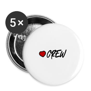 Crew Herz - Buttons groß 56 mm (5er Pack) - Weiß - Vorne