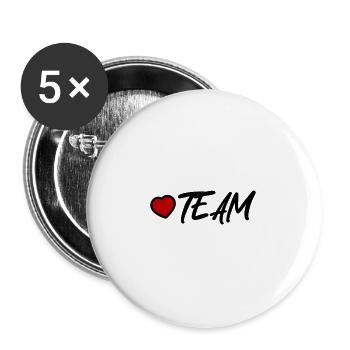 Team Herz - Buttons groß 56 mm (5er Pack) - Weiß - Vorne