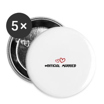 Married Wedding Heart - Buttons large 2.2''/56 mm (5-pack) - white - Front