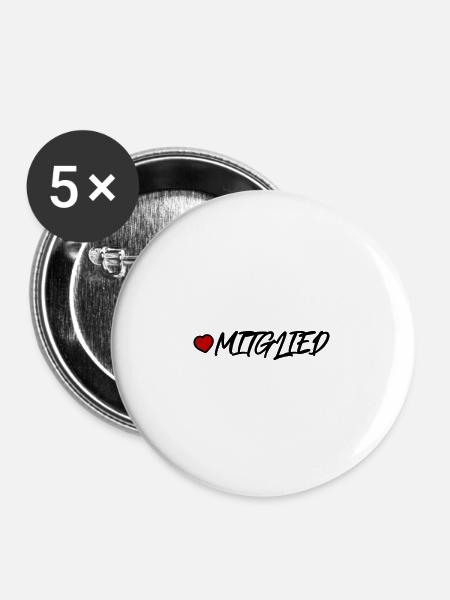 Mitglied Herz - Buttons groß 56 mm (5er Pack) - Weiß