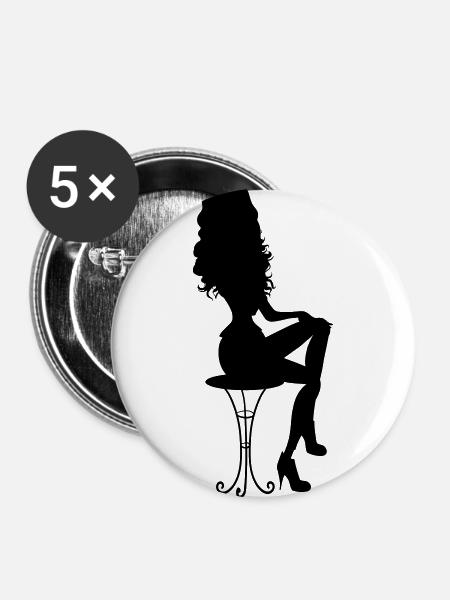 Frau auf Stuhl - Buttons groß 56 mm (5er Pack) - Weiß