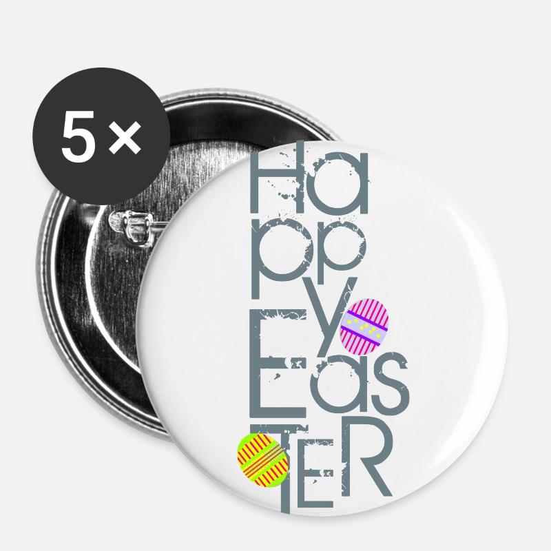 Happy Easter - Buttons large 2.2''/56 mm (5-pack) - white