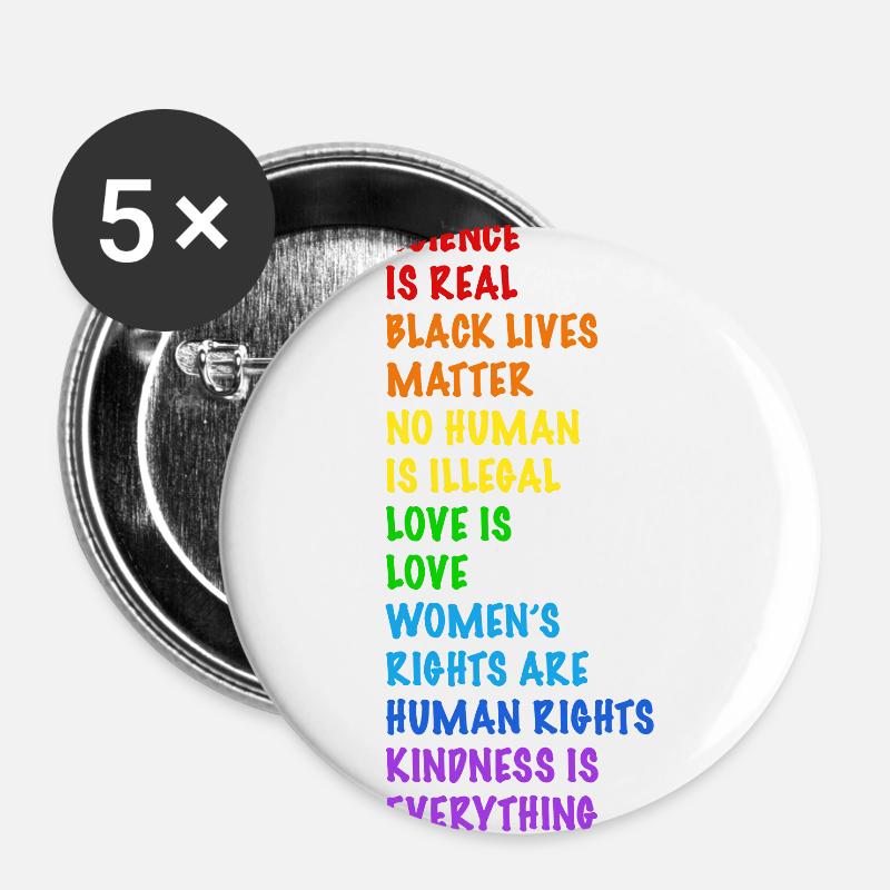 Human Rights! No one is illegal - Buttons large 2.2''/56 mm (5-pack) - white