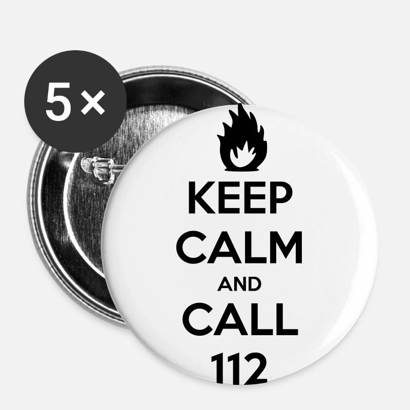 keep calm and call 112 - Buttons large 2.2''/56 mm (5-pack) - white