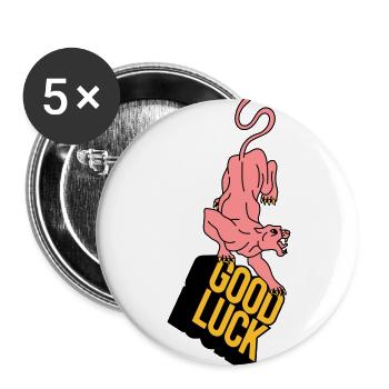 GOOD LUCK | Retro | Vintage | design - Buttons large 2.2''/56 mm (5-pack) - white - Front