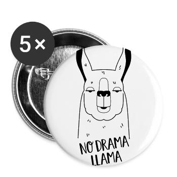 No Drama Llama - Buttons groß 56 mm (5er Pack) - Weiß - Vorne