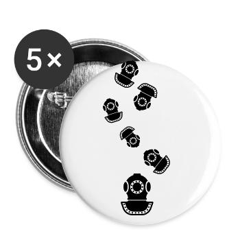 Taucherhelm Tauchen symbol - Buttons groß 56 mm (5er Pack) - Weiß - Vorne